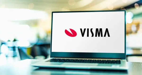 Poznan Pol Dec 2021 Computador Portátil Que Exibe Logotipo Visma — Fotografia de Stock