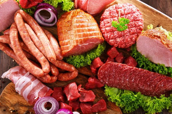Samenstelling Met Diverse Vleesproducten — Stockfoto