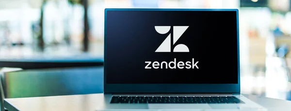 Poznan Pol Sep 2020 Laptop Computer Display Logo Zendesk Inc — Stock Fotó