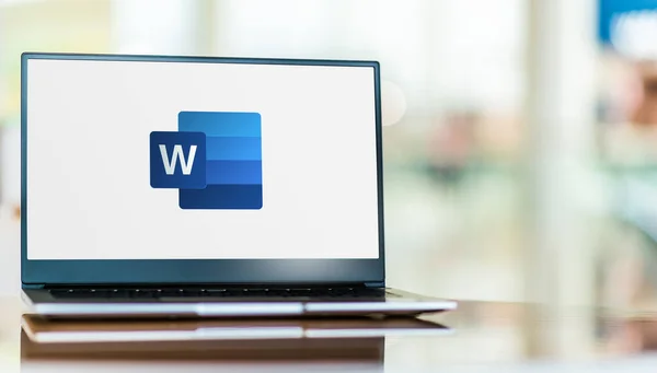 Poznan Pol Sep 2020 Microsoft Word Logosunu Gösteren Dizüstü Bilgisayar — Stok fotoğraf