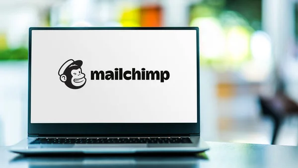 Poznan Pol Mar 2021 Ordinateur Portable Affichant Logo Mailchimp Une — Photo