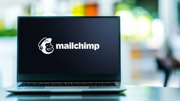 Poznan Pol Mar 2021 Ordinateur Portable Affichant Logo Mailchimp Une — Photo