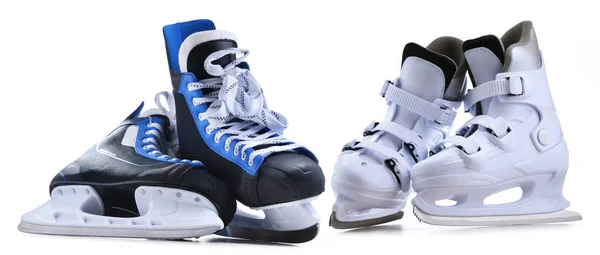 Two Pairs Ice Skates Isolated White Background — Stock Photo, Image