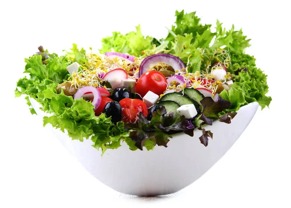 Plantaardige Salade Kom Geïsoleerd Witte Achtergrond — Stockfoto