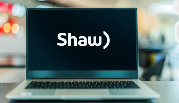 Poznan Pol Oct 2021 Computador Portátil Que Exibe Logotipo Shaw — Fotografia de Stock