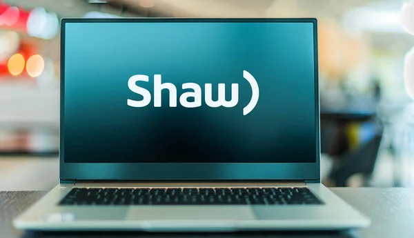 Poznan Pol Oct 2021 Computadora Portátil Que Muestra Logotipo Shaw — Foto de Stock