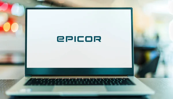 Poznan Pol Dec 2021 Computer Portatile Che Mostra Logo Epicor — Foto Stock