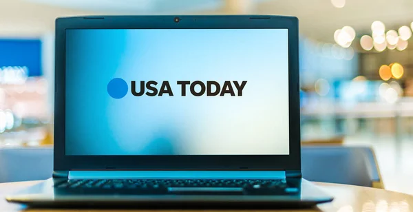 Poznan Pol 2021年1月6日 アメリカのロゴを表示するノートパソコン今日では 所有者のガネットの主力出版物である国際的に流通しているアメリカの日刊中紙 — ストック写真
