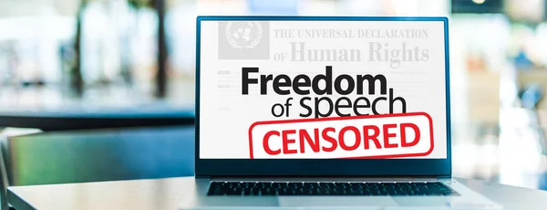 Laptop Computer Displaying Concept Censorship Internet — Photo