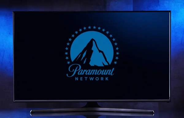 Познан Пол Мар 2022 Телевизор Плоским Экраном Логотипом Paramount Network — стоковое фото