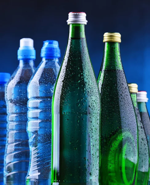 Composition Different Sorts Bottles Containing Mineral Water — Stock Photo, Image