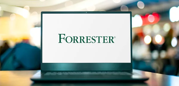 Poznan Pol Feb 2022 Laptop Computer Displaying Logo Forrester Research — Photo