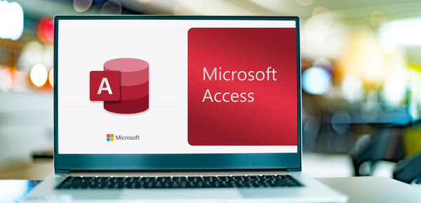 POZNAN, POL - DEC 12, 2021: Laptop computer displaying logo of Microsoft Access, a database management system (DBMS) from Microsoft