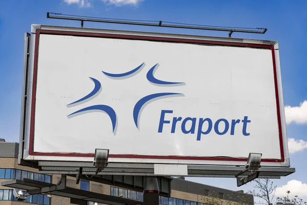 Poznan Pol May 2022 Advertisement Billboard Displaying Logo Fraport Frankfurt —  Fotos de Stock