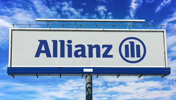 Poznan Pol Maggio 2022 Pubblicità Cartellone Pubblicitario Con Logo Allianz — Foto Stock