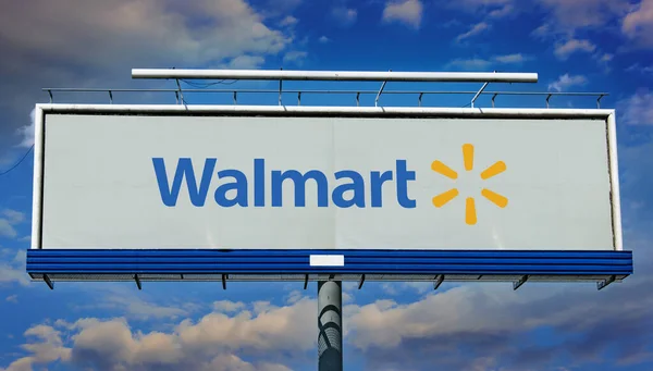 Poznan Pol May 2022 Advertisement Billboard Displaying Logo Walmart Inc — Stock Photo, Image