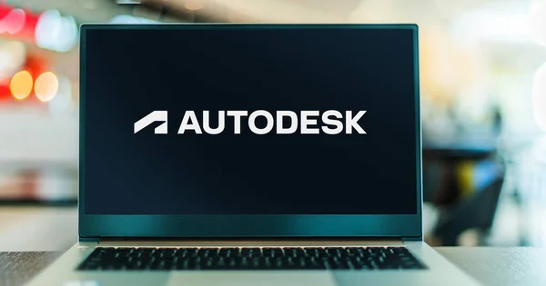 Poznan Pol Apr 2022 Laptop Computer Displaying Logo Autodesk American —  Fotos de Stock