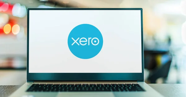 Poznan Pol Apr 2022 Laptop Computer Displaying Logo Xero New —  Fotos de Stock