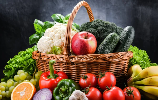 Composición Con Una Variedad Verduras Frutas Orgánicas — Foto de Stock