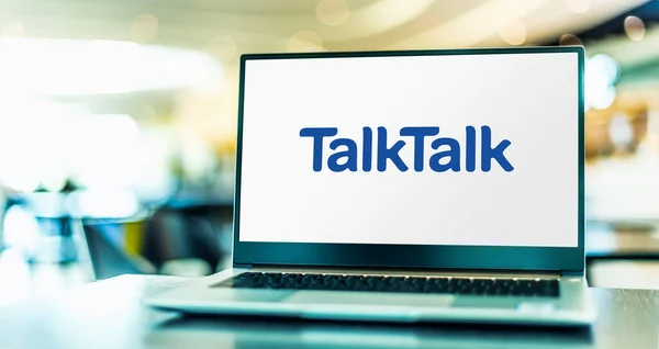 Poznan Pol Jul 2021 Laptop Mit Logo Der Talktalk Group — Stockfoto