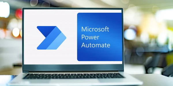 Poznan Pol Maj 2022 Komputer Przenośny Logo Microsoft Power Automate — Zdjęcie stockowe