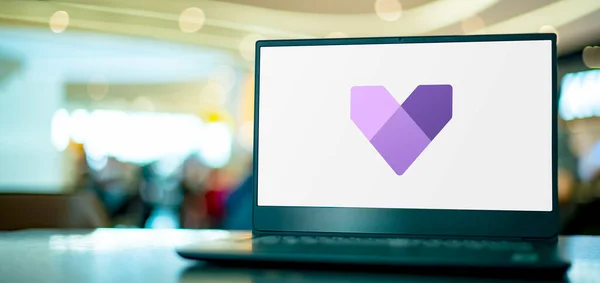 Poznan Pol Mei 2022 Laptopcomputer Met Logo Van Microsoft Dynamics — Stockfoto