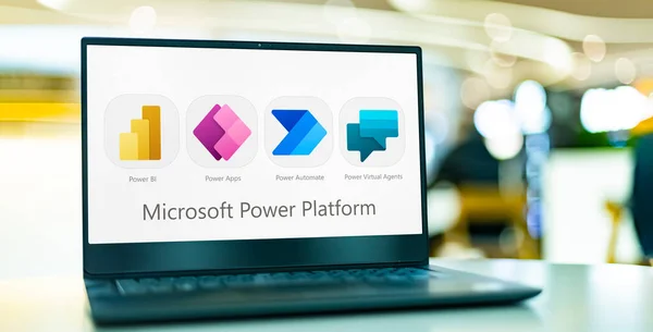Poznan Pol Mayıs 2022 Microsoft Power Platform Aile Ürünlerinin Simgelerini — Stok fotoğraf