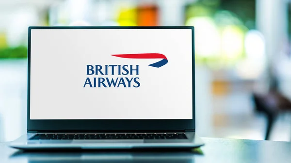 Poznan Pol Mar 2021 Laptopcomputer Met Logo Van British Airways — Stockfoto