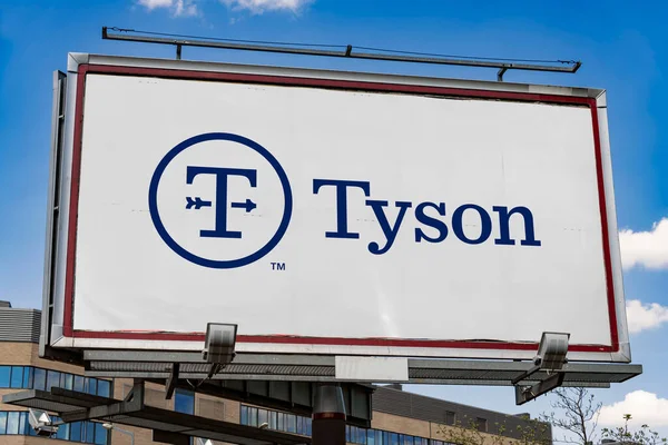 Poznan Pol May 2022 Advertisement Billboard Displaying Logo Tyson Foods — Stock Photo, Image
