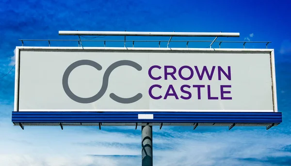 Poznan Pol May 2022 Advertisement Billboard Displaying Logo Crown Castle — Photo