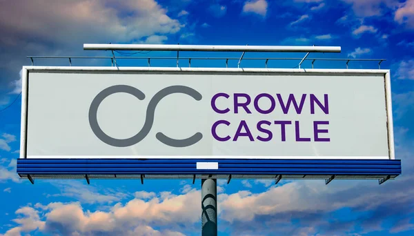 Poznan Pol May 2022 Advertisement Billboard Displaying Logo Crown Castle — Photo