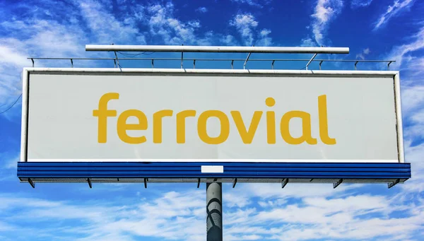 Poznan Pol May 2022 Advertisement Billboard Displaying Logo Ferrovial Spanish — Foto de Stock