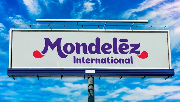 Poznan Pol Mai 2022 Werbetafel Mit Dem Logo Von Mondelez — Stockfoto