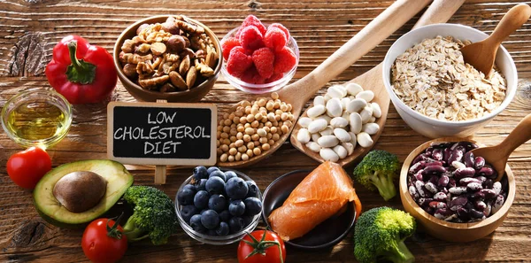 Cholesterin Senkende Nahrungsmittel Diät Erhöht Den Gehalt Hochdichtem Lipoprotein — Stockfoto