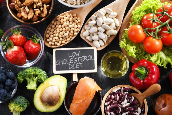 Cholesterin Senkende Nahrungsmittel Diät Erhöht Den Gehalt Hochdichtem Lipoprotein — Stockfoto