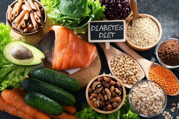 Food Products Recommended Stabilizing Insulin Blood Sugar Levels Diabetes Diet — Stockfoto