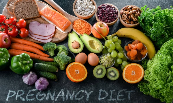 Productos Alimenticios Recomendados Para Embarazo Dieta Saludable — Foto de Stock