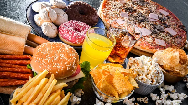 Alimentos Que Aumentan Riesgo Cáncer Comida Chatarra — Foto de Stock