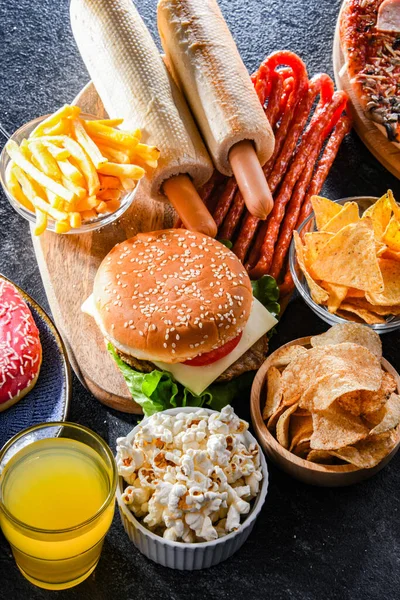 Foods Enhancing Risk Cancer Junk Food — Stok fotoğraf