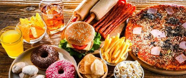 Foods Enhancing Risk Cancer Junk Food — Stok fotoğraf