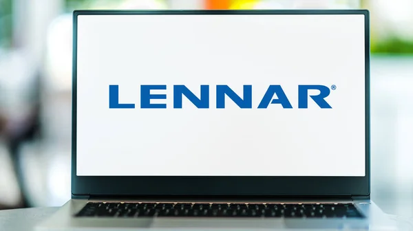 Poznan Pol 2022 Június Laptop Számítógép Lennar Corporation Egy Lakásépítő — Stock Fotó