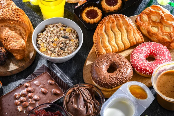 Food Products Containing Significant Amount Sugar Junk Food — Stockfoto