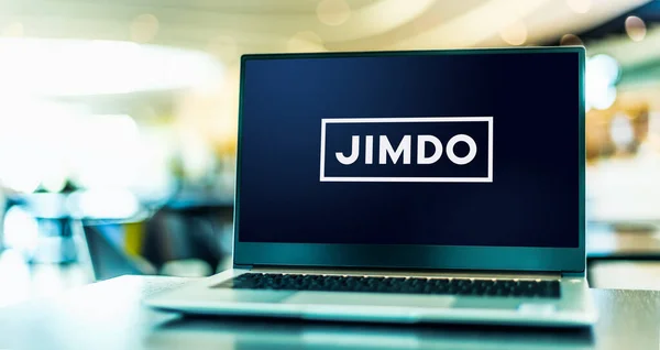 Poznan Pol Feb 2022 Computadora Portátil Que Muestra Logotipo Jimdo —  Fotos de Stock