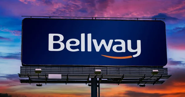 Poznan Pol Jun 2022 Advertisement Billboard Displaying Logo Bellway Residential — Stock Photo, Image