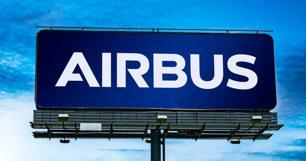 Poznan Pol Jun 2022 Advertisement Billboard Displaying Logo Airbus European — Stock fotografie
