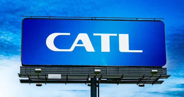 Poznan Pol Jul 2022 Advertisement Billboard Displaying Logo Catl Chinese — Foto de Stock