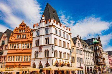 TRIER, GERMANY - AUG 4, 2022: Monumental architecture of Trier main market, in the state of Rhineland-Palatinate, Germany