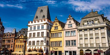 TRIER, GERMANY - AUG 4, 2022: Monumental architecture of Trier main market, in the state of Rhineland-Palatinate, Germany