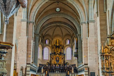 TRIER, GERMANY - AUG 4, 2022: The interior of the High Cathedral of Saint Peter in Trier, in the state of Rhineland-Palatinate, Germany