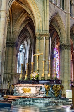 REIMS, FRANCE - AUG 6, 2022: Interior of the Cathedral of Our Lady of Reims, France